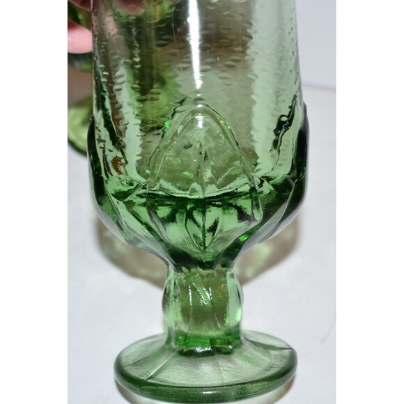 Tiffin Franciscan green CABARET glasses large 6 3/4" water goblets lotus 2 pc - Picture 5 of 6